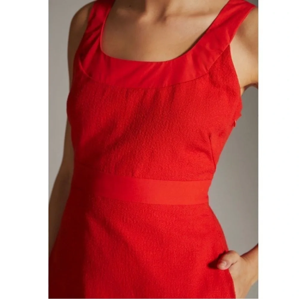 NWT Anthropologie - Maeve Red Sleeveless Scoopneck Mini Dress - Picture 4 of 10